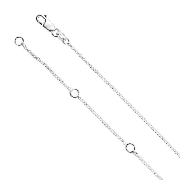 1.3mm Sterling Silver Solid Rolo Chain Necklace, 16-18 Inch - Picture 1 of 5